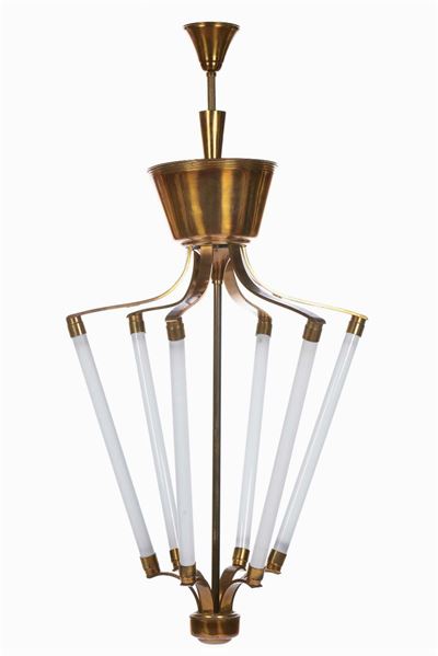 Lampadario con Struttura in Ottone Lucido.