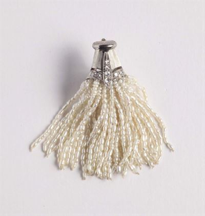 Spilla con Diamantini e Perle Keshi