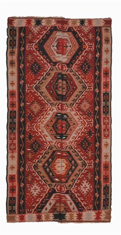 Kilim Anatolico Fine XIX Inizio XX Secolo Fatto in Due Teli