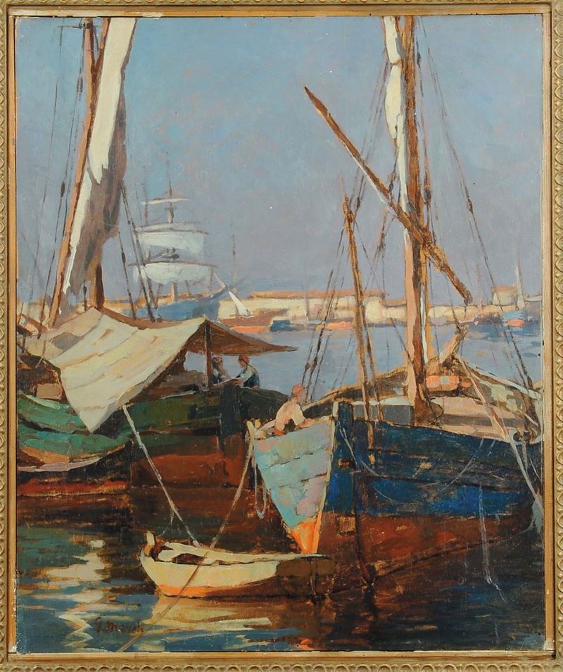 Giovanni March (1894-1974) Porto di Livorno  - Asta Dipinti del XIX e XX secolo - Cambi Casa d'Aste