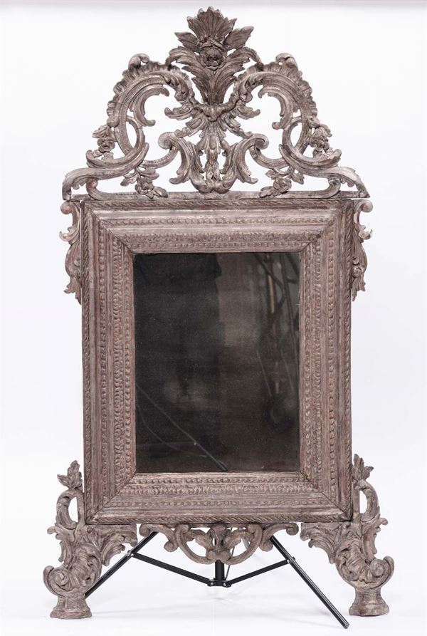 Specchiera in legno argentato, Piemonte XIX secolo