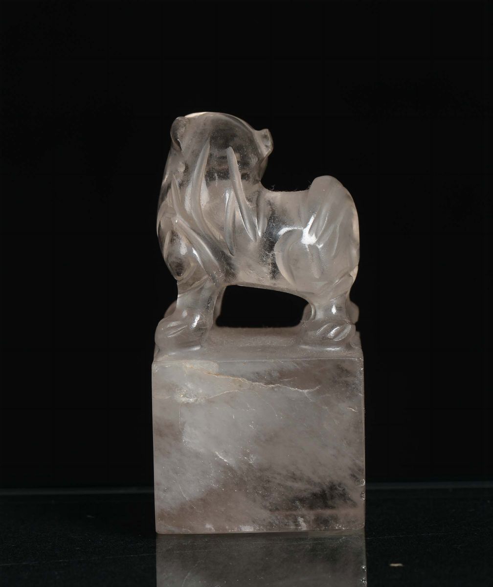 Cristallo di Rocca a Forma di Cane di Pho, Cina, Repubblica, XX Secolo