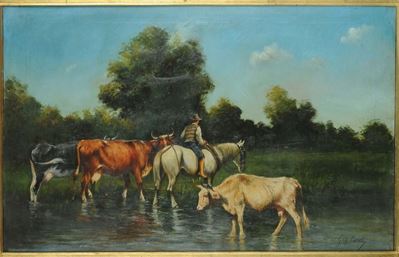 Consalvo Carelli (1818-1900)paesaggio con Armenti
