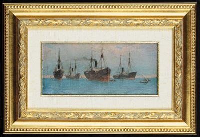 Agostino Fossati (1830-1904)vascelli a la Spezia, 1890 Circa