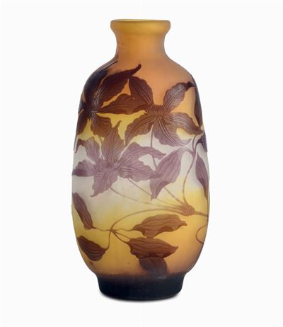 Emile Gallé (1846-1904) - Nancygrande Vaso di Forma Ovale Schiacciata