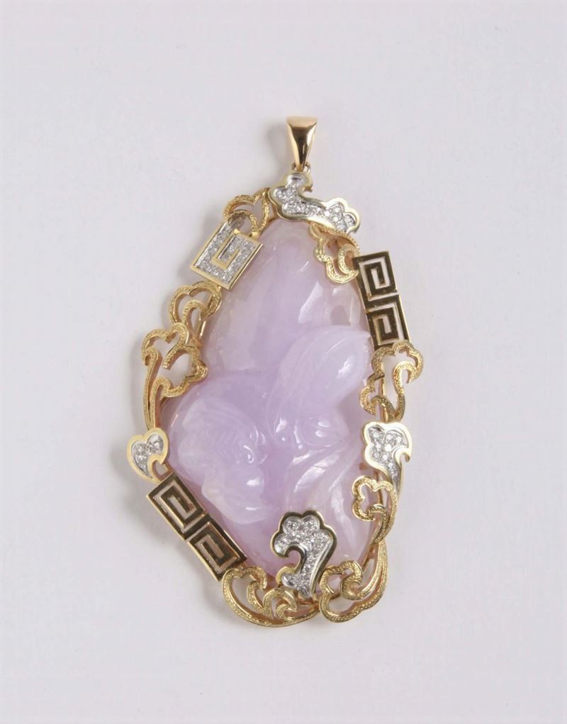 Pendente in giadeite color lavanda  - Auction Silvers, Ancient and Contemporary Jewels - Cambi Casa d'Aste