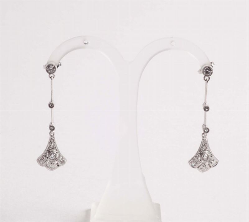 Orecchini pendenti con diamanti  - Auction Silvers, Ancient and Contemporary Jewels - Cambi Casa d'Aste