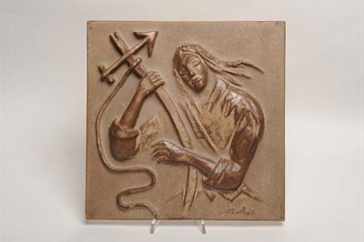 Herta Ottolenghi Wedwkind (1885 - 1953)formella in Terracotta