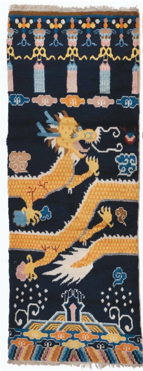 A China long rug early 20th century.Sligly wear