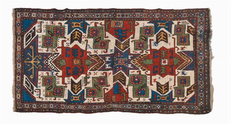 A Caucaso Star Kazak rug end 19th early 20th century.One the end is restored.  - Auction Ancient Carpets - Cambi Casa d'Aste