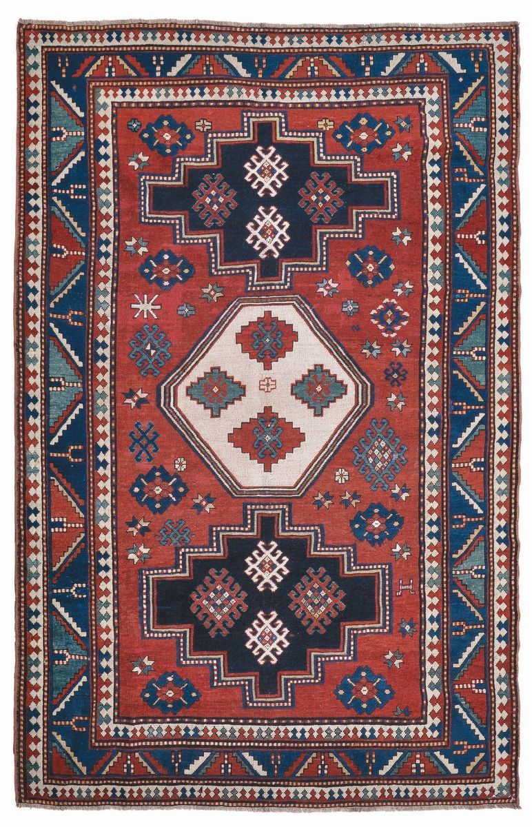 A Caucaso Kazak rug end 19th century.Good condition.  - Auction Ancient Carpets - Cambi Casa d'Aste