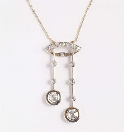Girocollo Art Deco con Diamanti di Vecchio Taglio