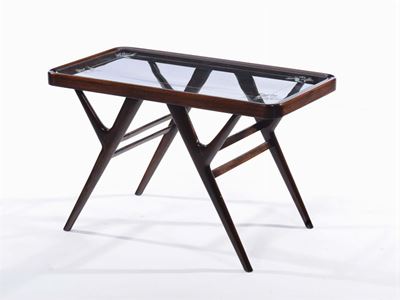 Tavolo Basso in Legno Ebanizzato nello Stile di Ico Parisi.