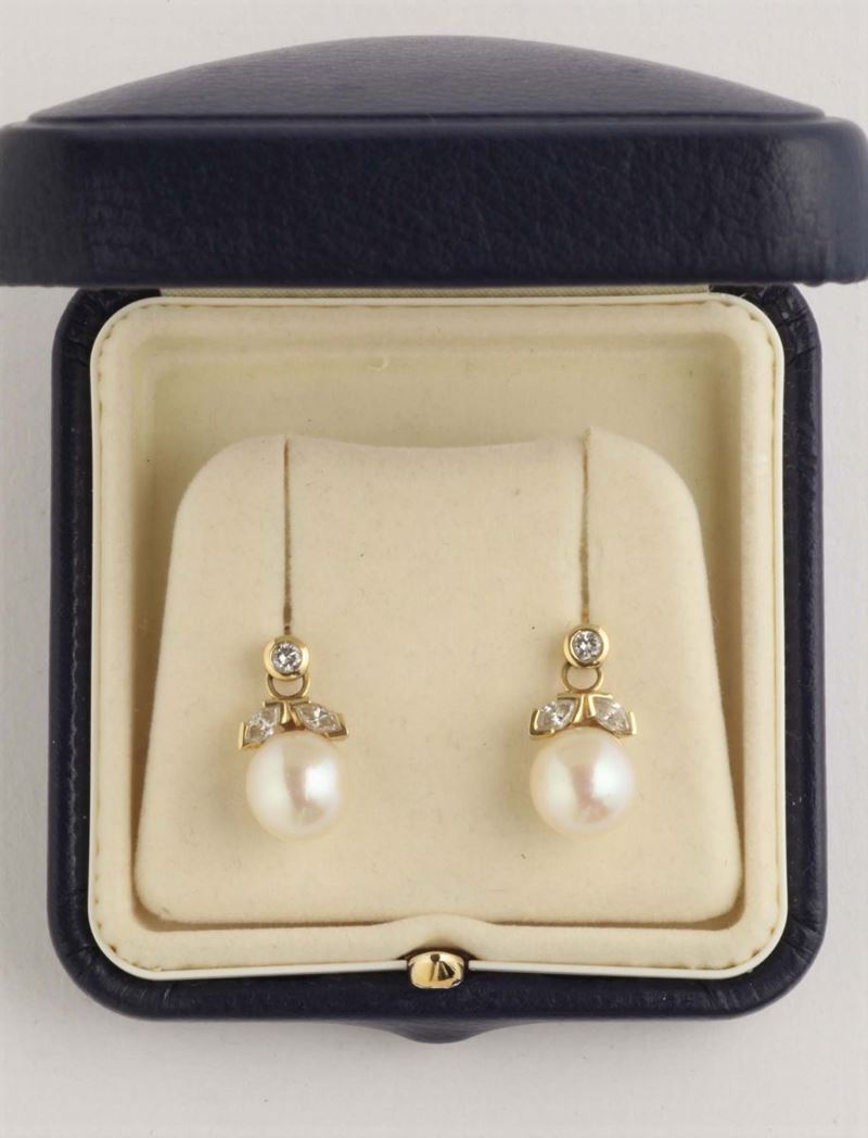 Chanteclair, orecchini con perle e diamanti  - Auction Silvers, Ancient and Contemporary Jewels - Cambi Casa d'Aste