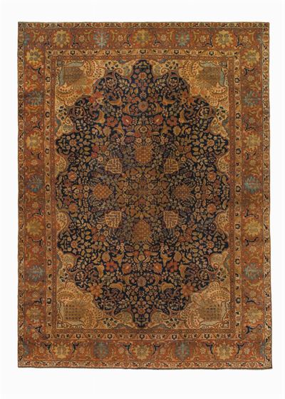 Tappeto Persiano Keshan Mashad, Fine XIX Secolo