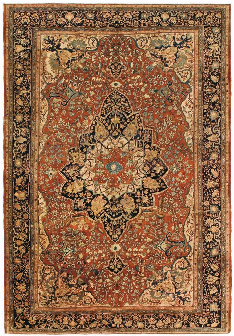 Tappeto persiano Sarough Ferahan, seconda metà XIX secolo  - Asta Tappeti Antichi - Cambi Casa d'Aste