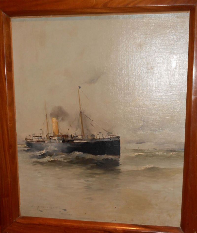 Anonimo del XX secolo Piroscafo in navigazione  - Auction 19th and 20th Century Paintings - Cambi Casa d'Aste