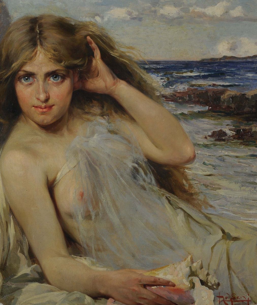 Luigi De Servi (1863-1945)fanciulla con Conchiglia