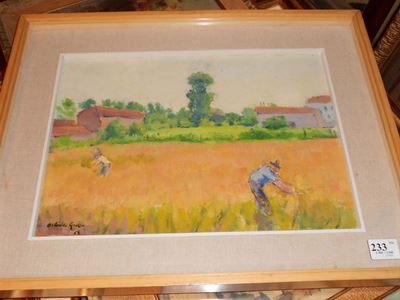 Orlando Grosso (1882-1968)la Mietitura a San Giovanni in Croce, 1962