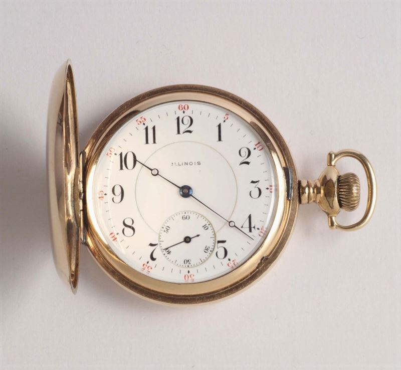 Ilinois, orologio da tasca Savonette  - Asta Argenti e Gioielli Antichi e Contemporanei - Cambi Casa d'Aste