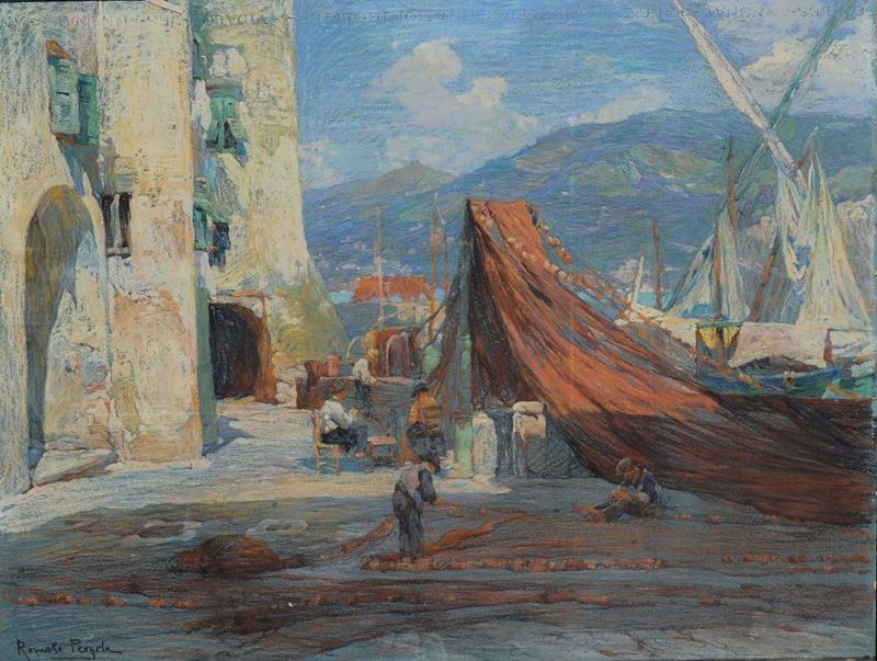 Romolo Pergola (1890-1960) Veduta ligure  - Asta Dipinti del XIX e XX secolo - Cambi Casa d'Aste