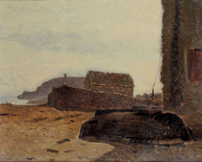 Benedetto Musso (1835-1883) Isola Gallinara vista da Albenga  - Asta Dipinti del XIX e XX secolo - Cambi Casa d'Aste
