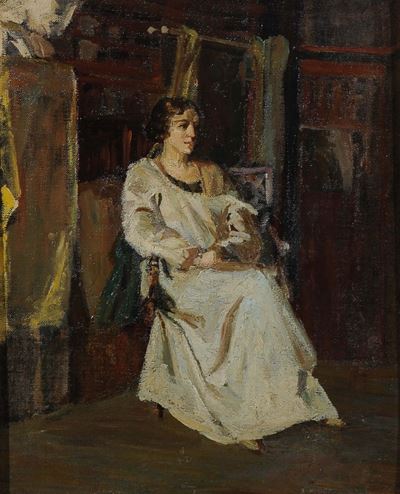 Dario Bardinero (1868-1908)figura Femminile in Interno