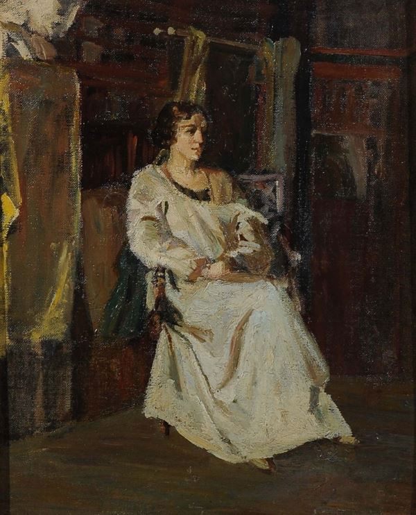 Dario Bardinero (1868-1908) Figura femminile in interno