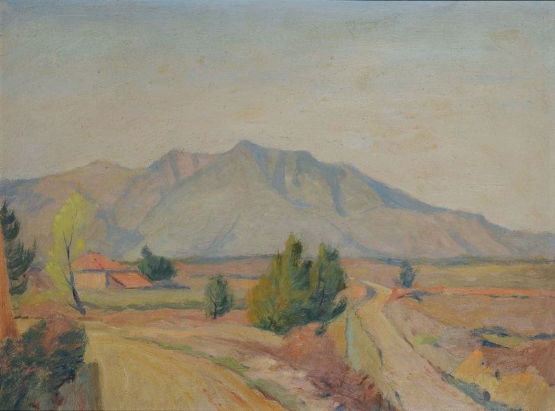 Paolo Rodocanachi (1891-1958) Paesaggio con montagne  - Asta Dipinti del XIX e XX secolo - Cambi Casa d'Aste