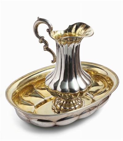 Brocca e Baccile in Argento 925, Germania Kassel 1840 Circa