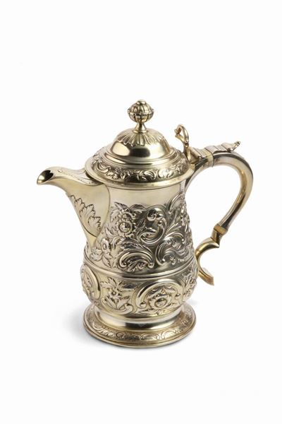Tankard in Argento Vermeille Fuso, Sbalzato e Cesellato, Inghilterra Giorgio III