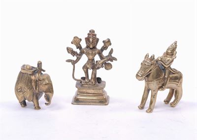 Tre Figurine in Bronzo Dorato