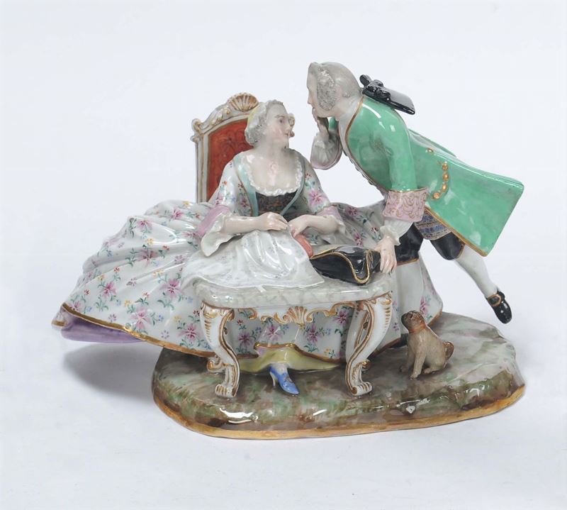 Gruppo in porcellana raffigurante giovane coppia  - Auction Antique and Old Masters - II - Cambi Casa d'Aste
