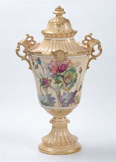 Vaso in Porcellana Rosa con Decoro Floreale