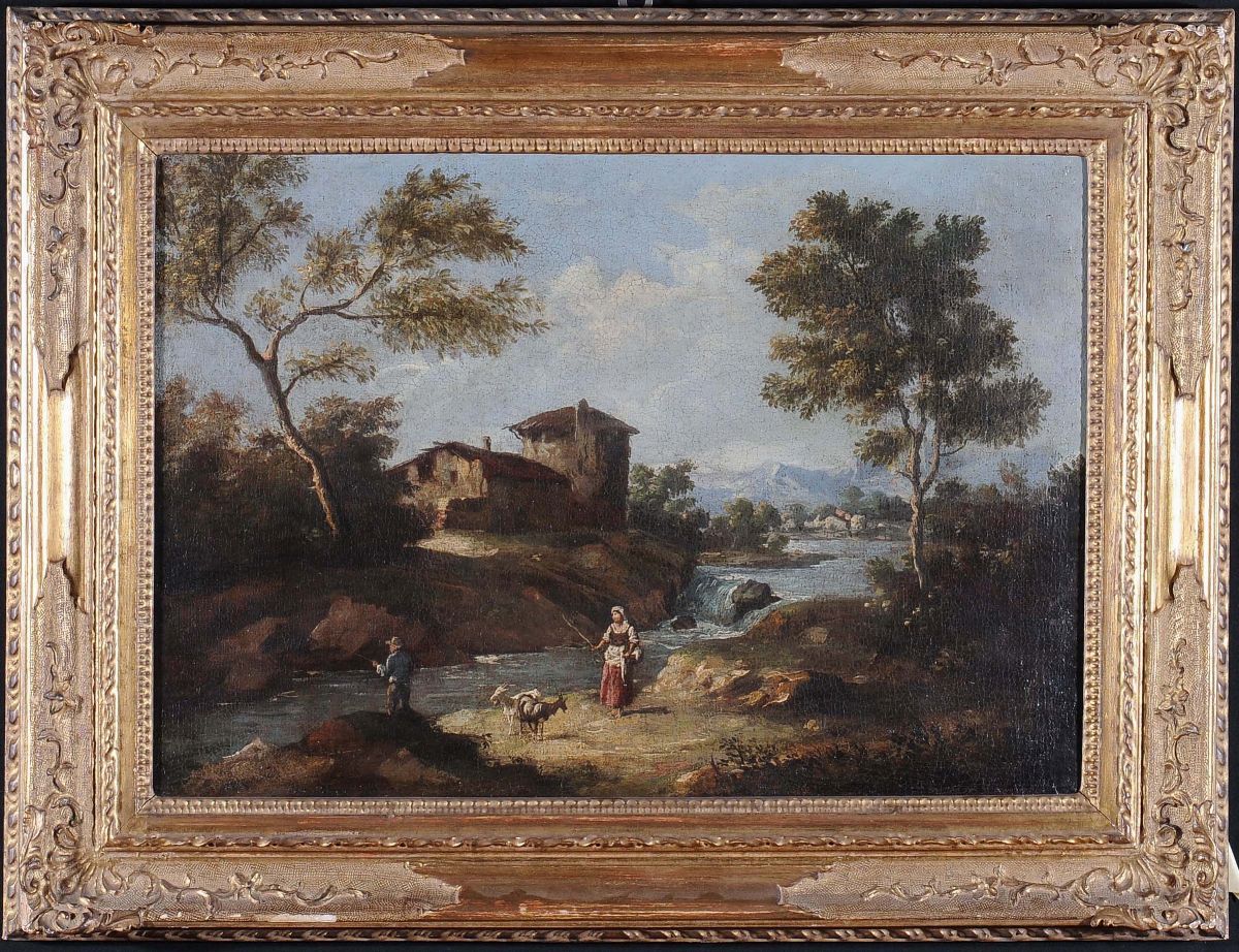 Giuseppe Zais (forno di Canale 1709 - Treviso 1784), nei Modi Dipaesaggio Rurale con Contadina