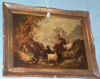 Anonimo del XIX Secolopaesaggio con Capre e Pastore