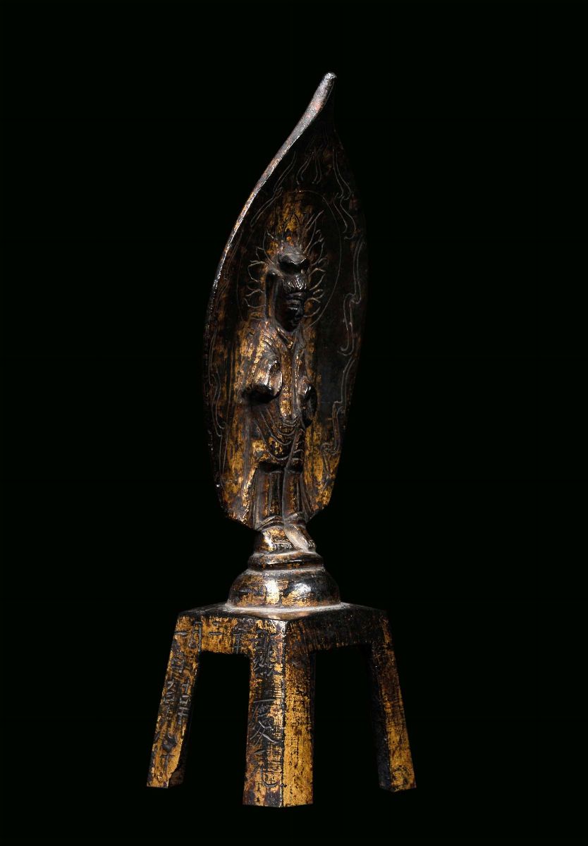 Piccolo Buddha Arcaico in Bronzo Parzialmente Dorato, Cina, Dinastia Wei, Vi Secolo