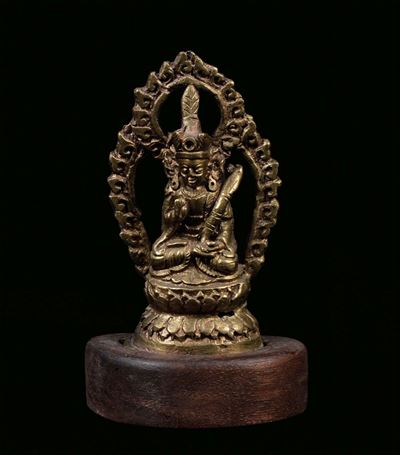 Piccola Amitayus in Bronzo Dorato, Cina, Dinastia Qing, XVIII Secolo