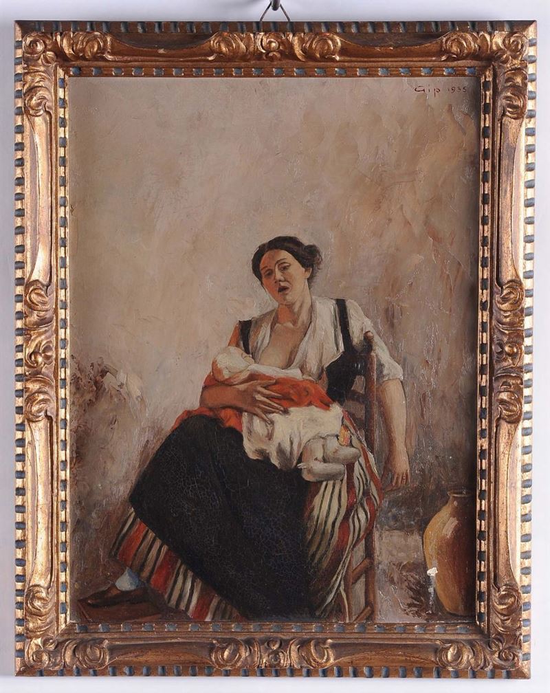 Anonimo del XX secolo Maternità, 1935  - Asta Antiquariato e Dipinti Antichi - II - Cambi Casa d'Aste