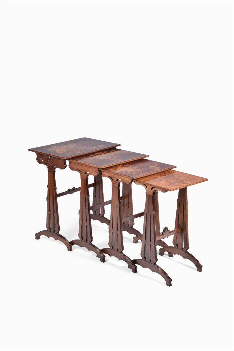 Emile Gallé (1846-1904) Set di quattro tavolini a nido  - Auction Decorative Arts of XX Century - I - Cambi Casa d'Aste