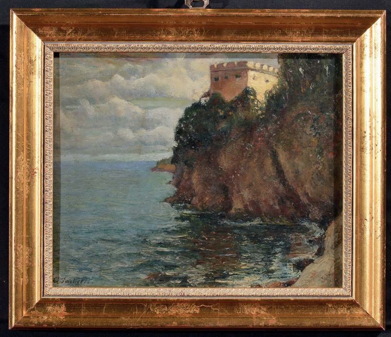 Giuseppe Sacheri ( 1863-1950) Torre sul mare  - Auction 19th and 20th Century Paintings - Cambi Casa d'Aste