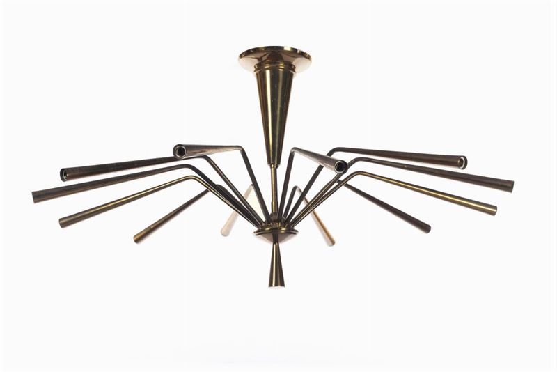 Lampada a sospensione modello sputnik in ottone lucido .  - Auction Design - II - Cambi Casa d'Aste