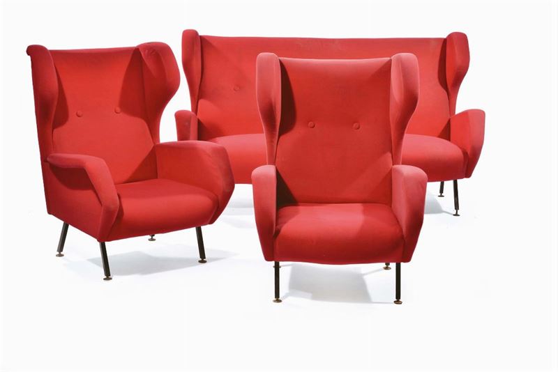 Salotto composto da due poltrone ed un divano.  - Auction Design - II - Cambi Casa d'Aste