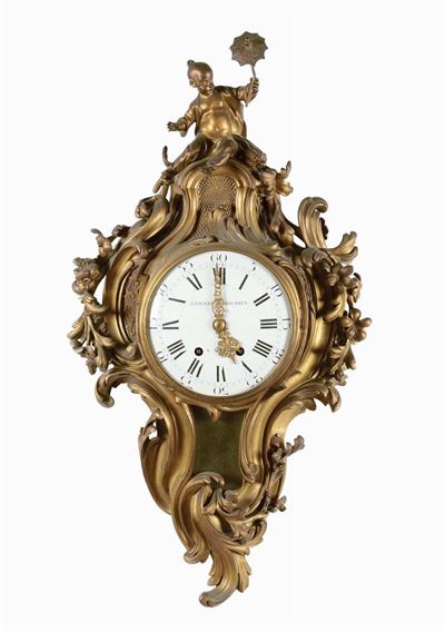 Pendola da Parete in Ottone, Francia XIX Secolo, Etienne Descamps