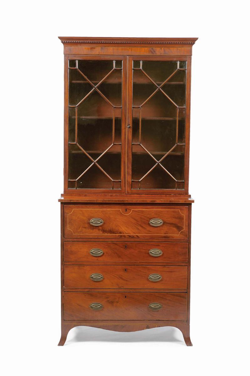 Scrittoio con vetrina in mogano, Inghilterra XIX secolo  - Auction Time Auction 10-2013 - Cambi Casa d'Aste