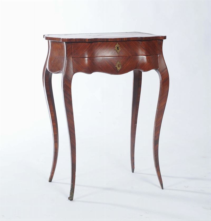 Tavolino a due cassetti lastronato, Francia XIX secolo  - Asta Antiquariato e Dipinti Antichi - II - Cambi Casa d'Aste
