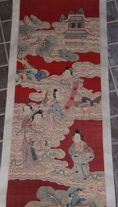 Quattro Pannelli Dipinti su Tessuto, Cina