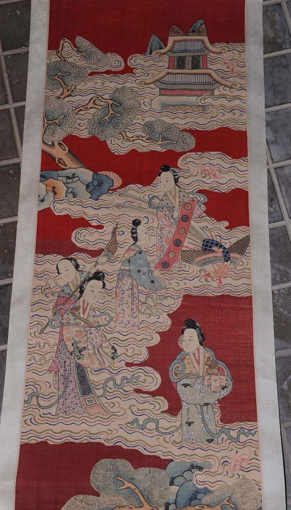 Quattro pannelli dipinti su tessuto, Cina