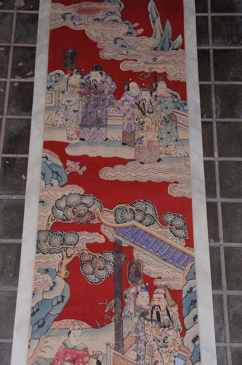 Quattro Pannelli Dipinti su Tessuto, Cina