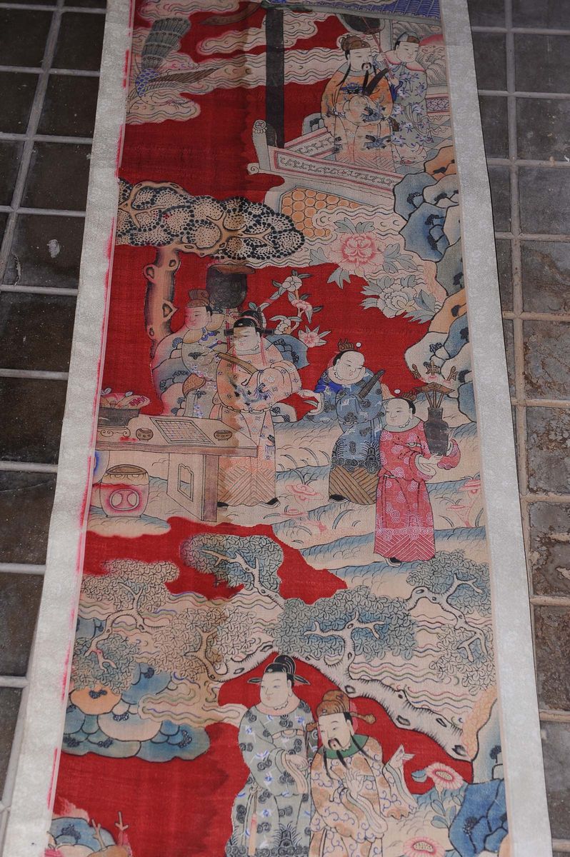 Quattro Pannelli Dipinti su Tessuto, Cina